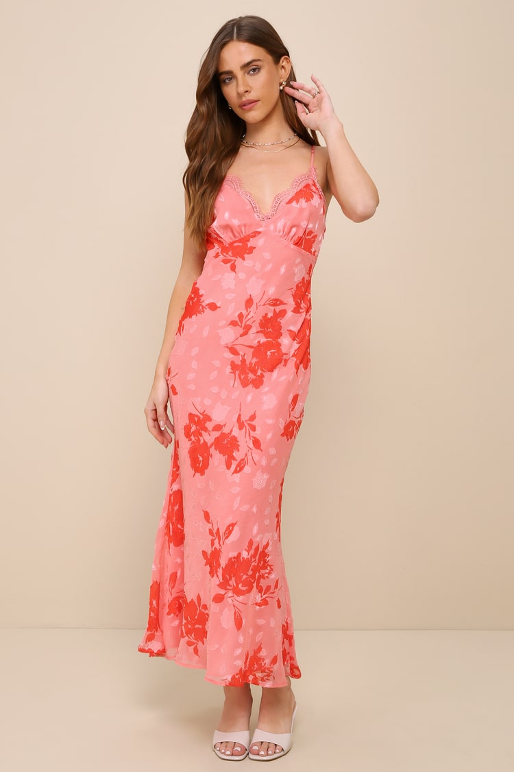 Pink Floral Burnout Dress - Lace Dress - Cutout Maxi Dress - Lulus Pink Floral Burnout Dress - Lace Dress - Cutout Maxi Dress - Lulus
