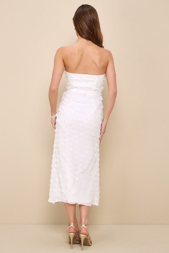 Shop Lulus Dreamy Girl White 3d Floral Applique Strapless Midi Dress