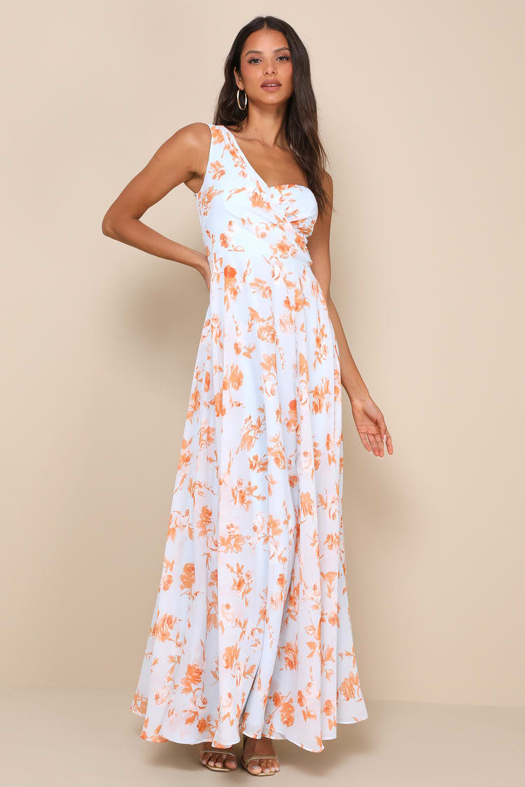 Blue Floral Dress - Blue Bridesmaid Dress - One-Shoulder Dress - Lulus Blue Floral Dress - Blue Bridesmaid Dress - One-Shoulder Dress - Lulus