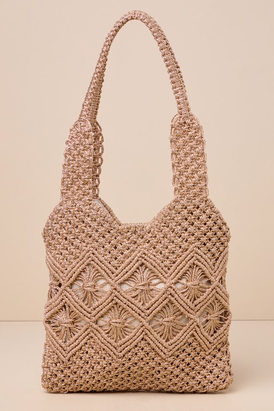 Shop Lulus Sunny Glitter Gold Woven Tote Bag