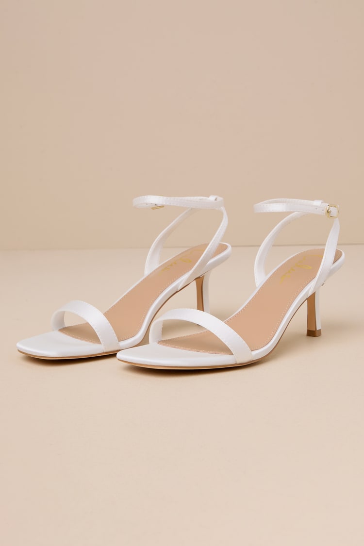 Satin Kitten Heel Sandals White Sandals Low Heel Sandals Lulus