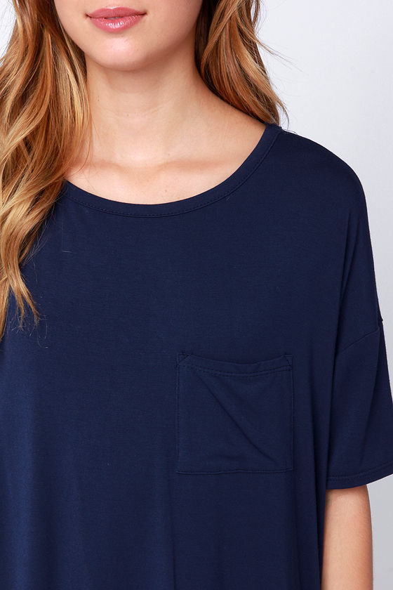 Cool Navy Blue Tee Oversized Tee Pocket Tee 29.00
