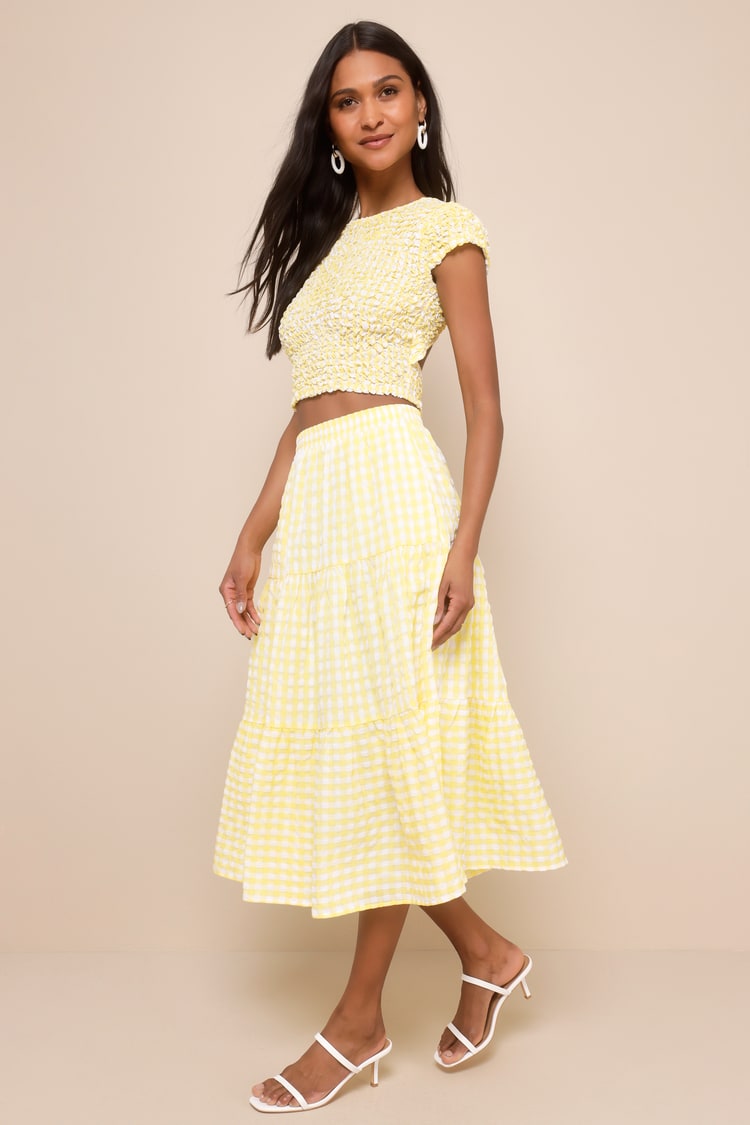 Cheerful Summer Tiered Skirt Midi Dress