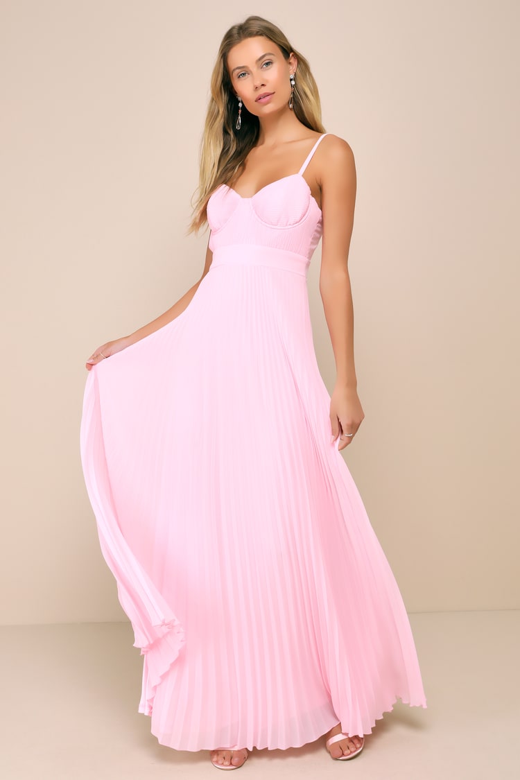 knee length dresses for ladies Fifth Avenue Bow Back Maxi Dress Baby Pink main image 0