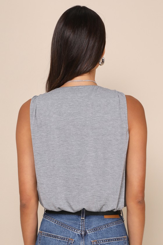Heather Grey Bodysuit - V-Neck Bodysuit - Knit Bodysuit - Lulus Heather Grey Bodysuit - V-Neck Bodysuit - Knit Bodysuit - Lulus