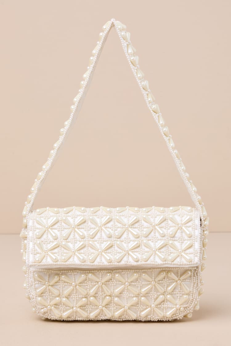 Luxe Perception Ivory Pearl Beaded Mini Shoulder Bag