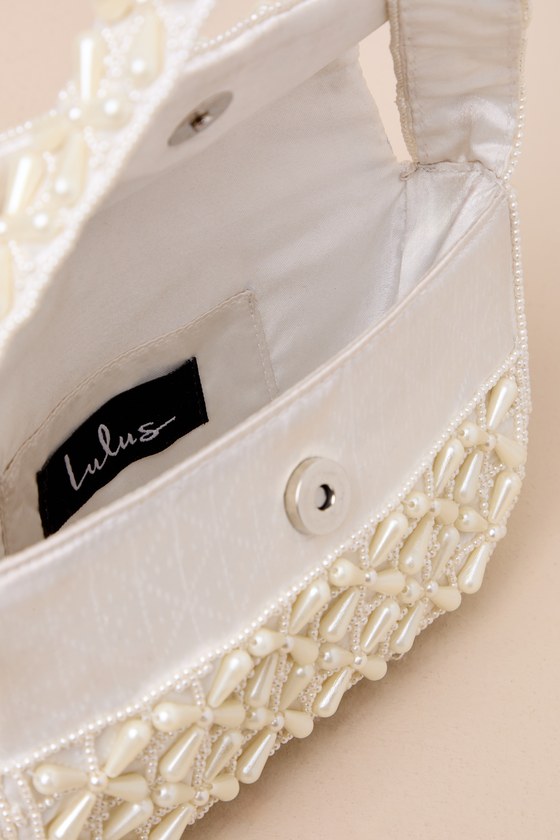 Lulus Luxe Perception Ivory Pearl Beaded Mini Shoulder Bag In Ivory