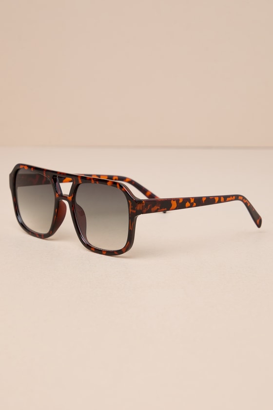 Shop Lulus Sleek Living Brown Tortoise Aviator Sunglasses