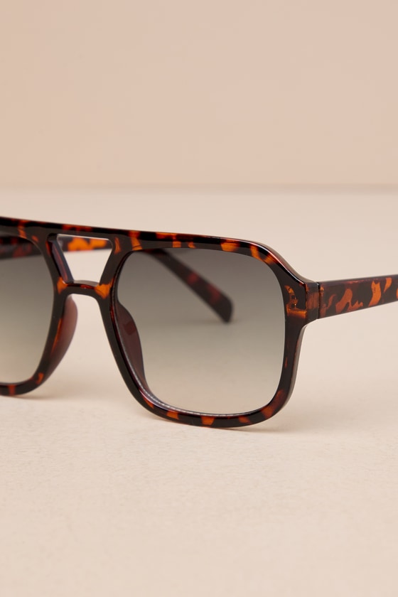 Shop Lulus Sleek Living Brown Tortoise Aviator Sunglasses