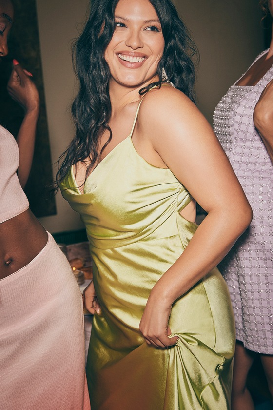 Light Green Dress - Satin Slip Dress - Backless Midi Dress - Lulus