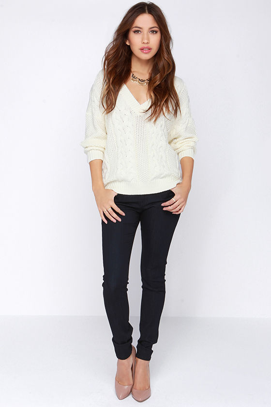 Skinny Jeans - Fitted Jeans - Dark Wash Jeans - $49.00 - Lulus