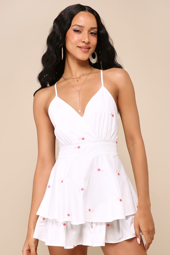 Plants Print White Romper