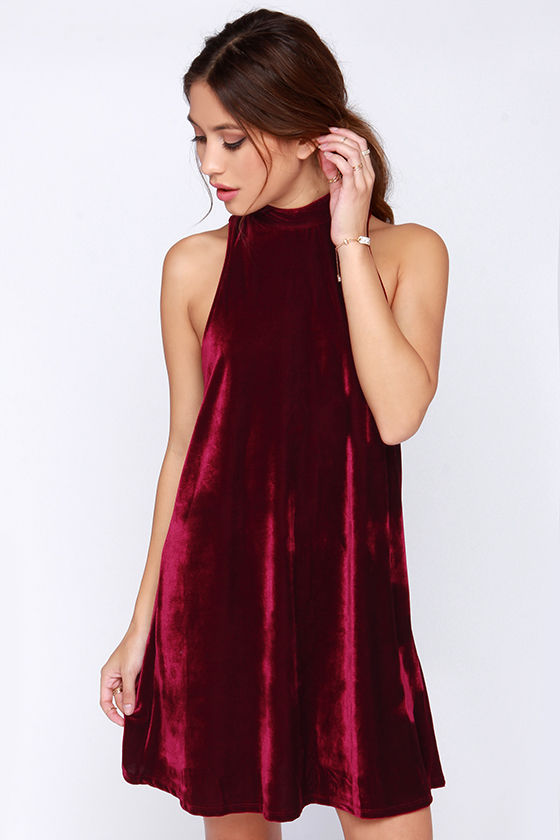 cranberry velvet dress