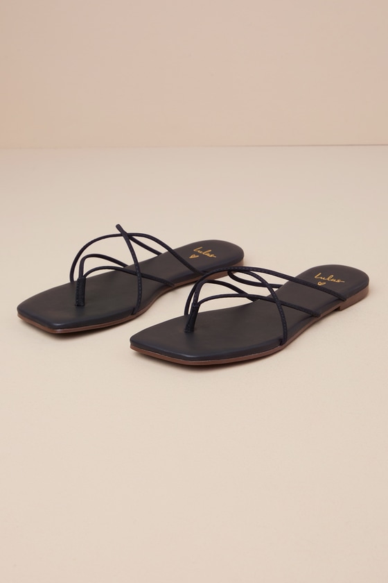 Black Strappy Flat Sandals