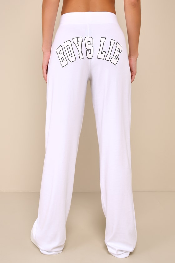 Shop Boys Lie Boardwalk Movie Night White Logo Sweatpants