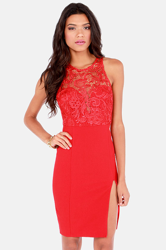 Cute Red Dress - Lace Dress - Midi Dress - $45.00 - Lulus