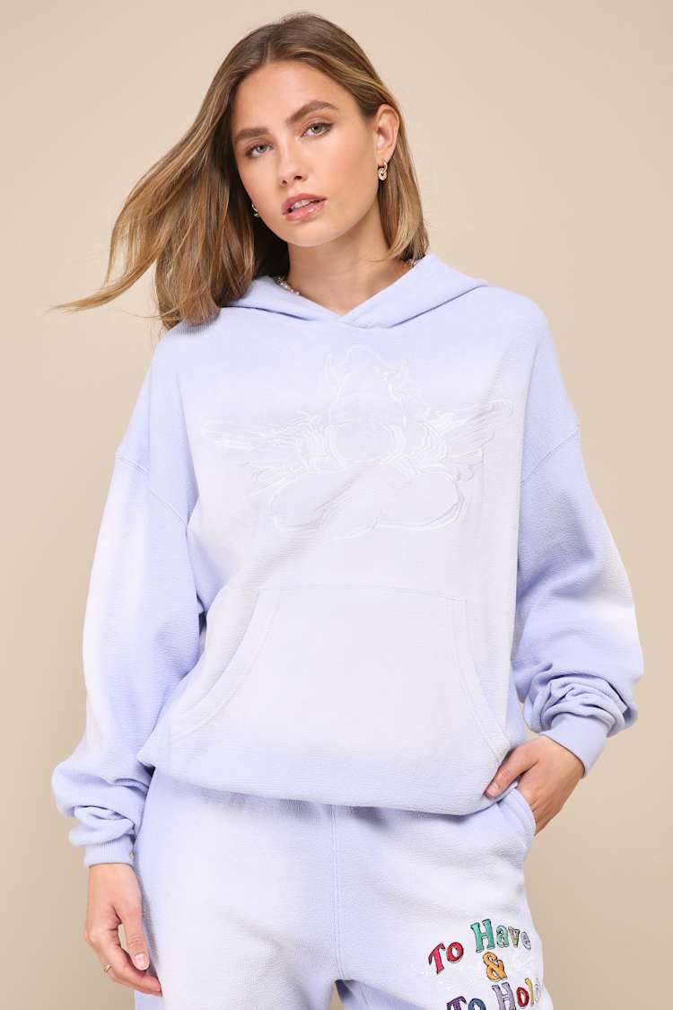 Vows Lavender Oversized Embroidered Racer Hoodie