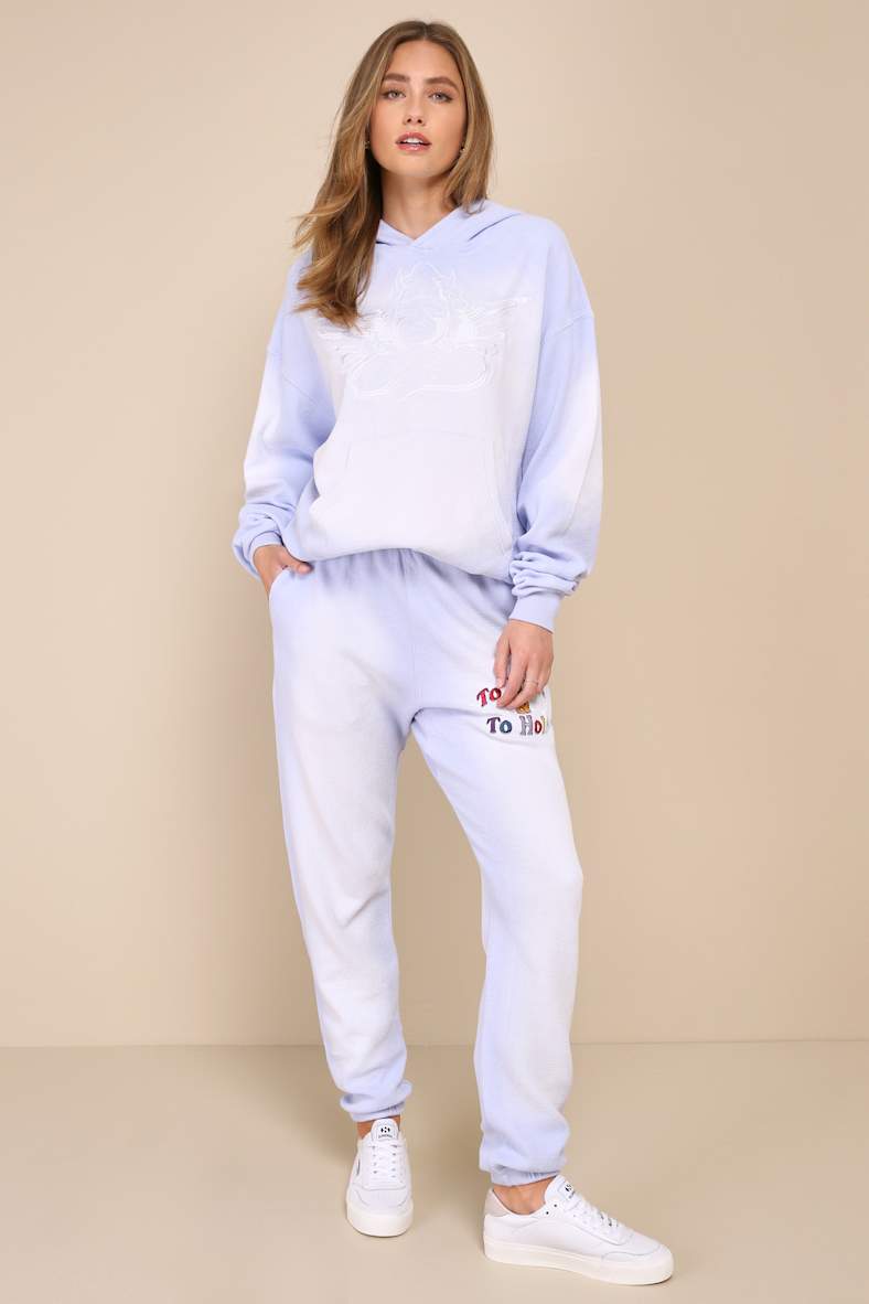Vows Lavender Oversized Embroidered Racer Hoodie