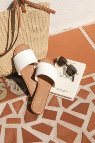 Addison White Slide Sandals 1