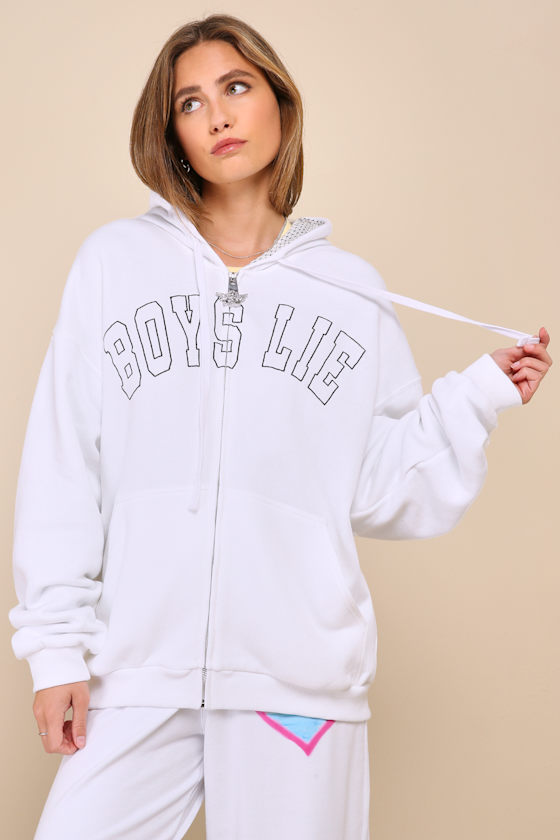 Boardwalk Harley White Oversized Airbrush Logo Hoodie 2
