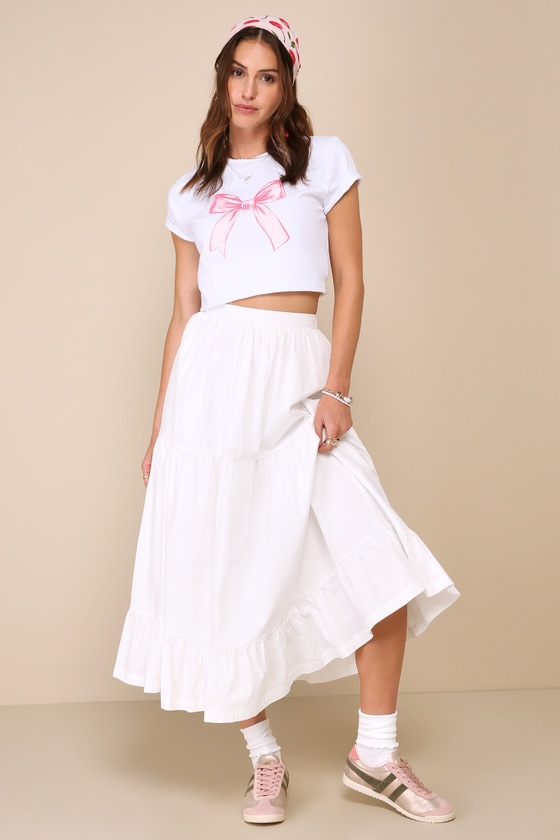 Shop Lulus Coquette Charm White Short Sleeve Graphic Tee
