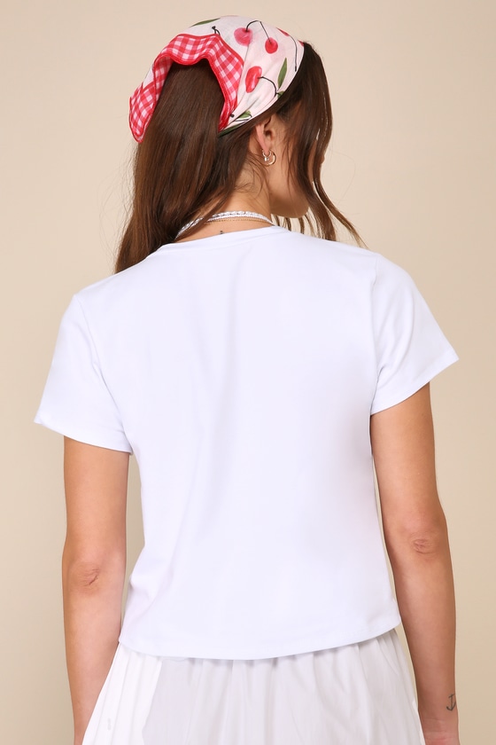 Shop Lulus Coquette Charm White Short Sleeve Graphic Tee