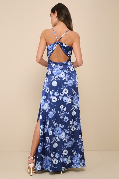 knee length dresses for ladies Layla Tulle Maxi Dress | Light Blue Floral main image 1