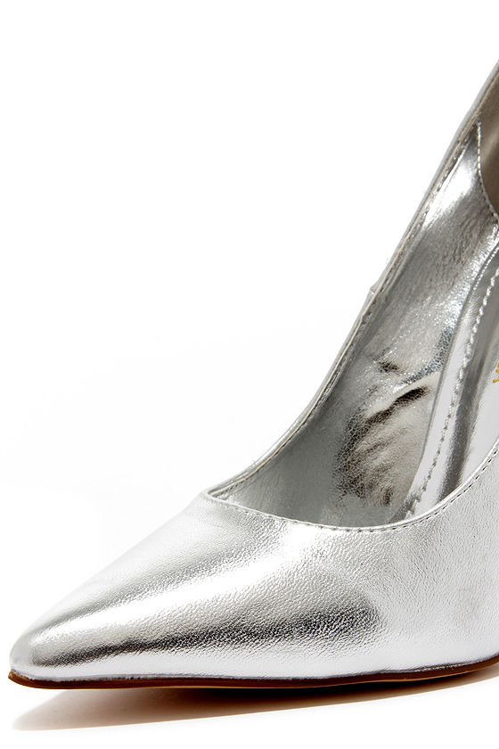 Pretty Silver Pumps Pointed Pumps Silver Heels 34.00