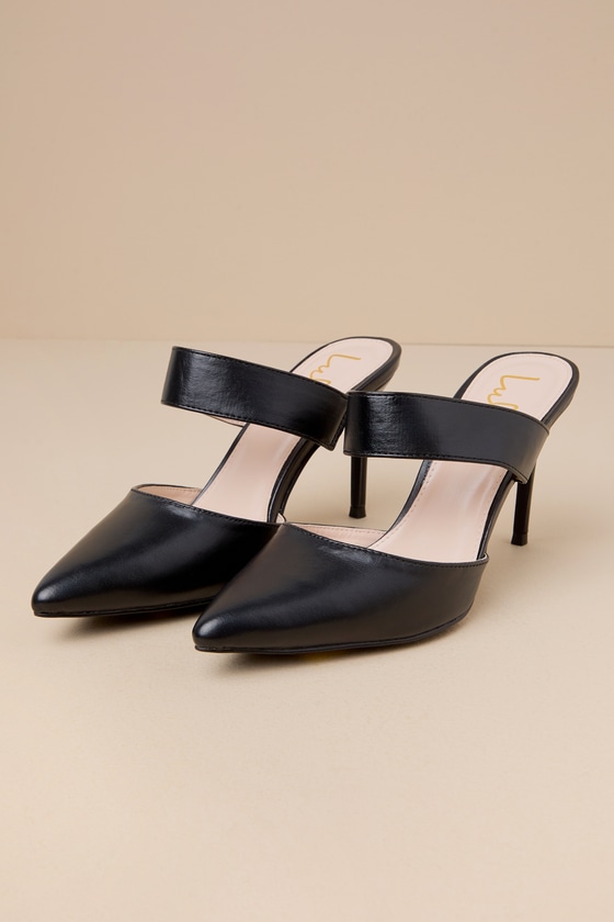 Faire Black Pointed-Toe Mules 1