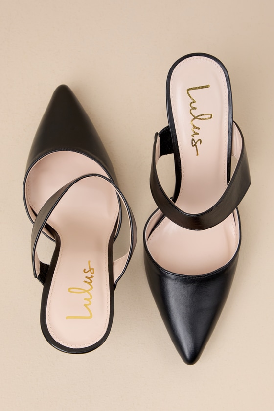 Faire Black Pointed Toe Mules