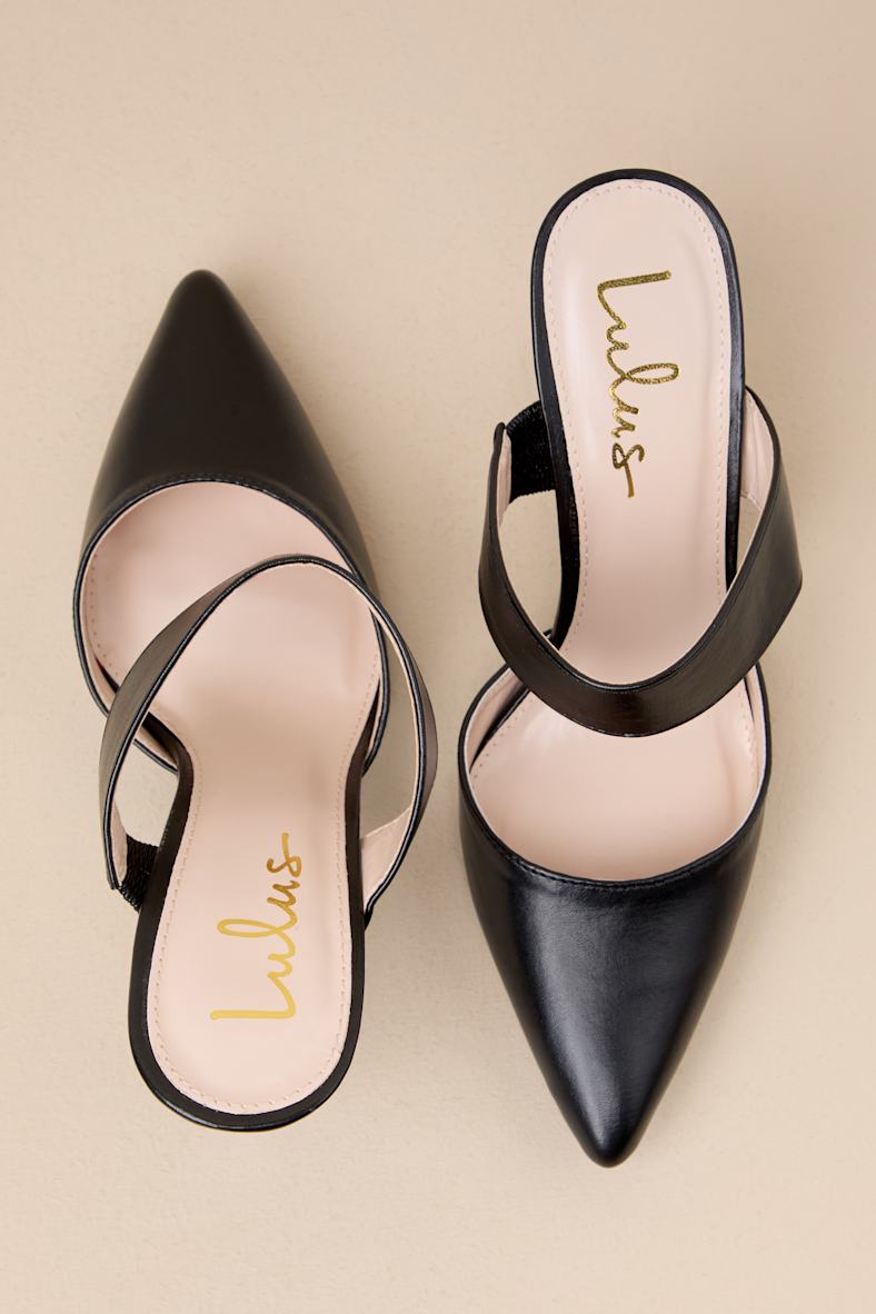 Faire Black Pointed-Toe Mules