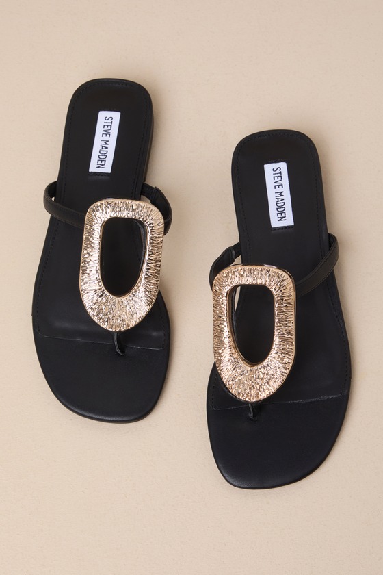 Steve Madden Melo Black Thong Sandals Embellished Sandals Lulus