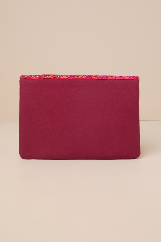 Shop Lulus Striking Glam Red Beaded Geometric Envelope Clutch