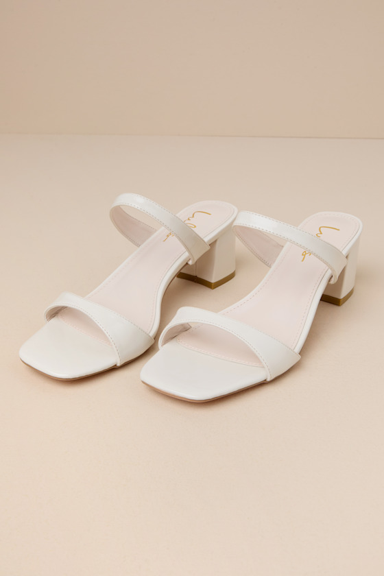 Zurie Bone Patent High Heel Slide Sandals 1