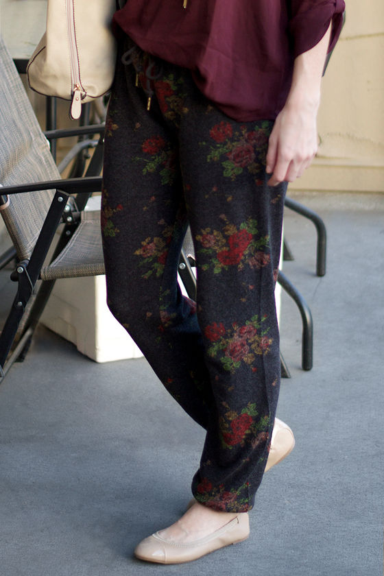 Lola Velvet Sweatpants Burgundy main image 1