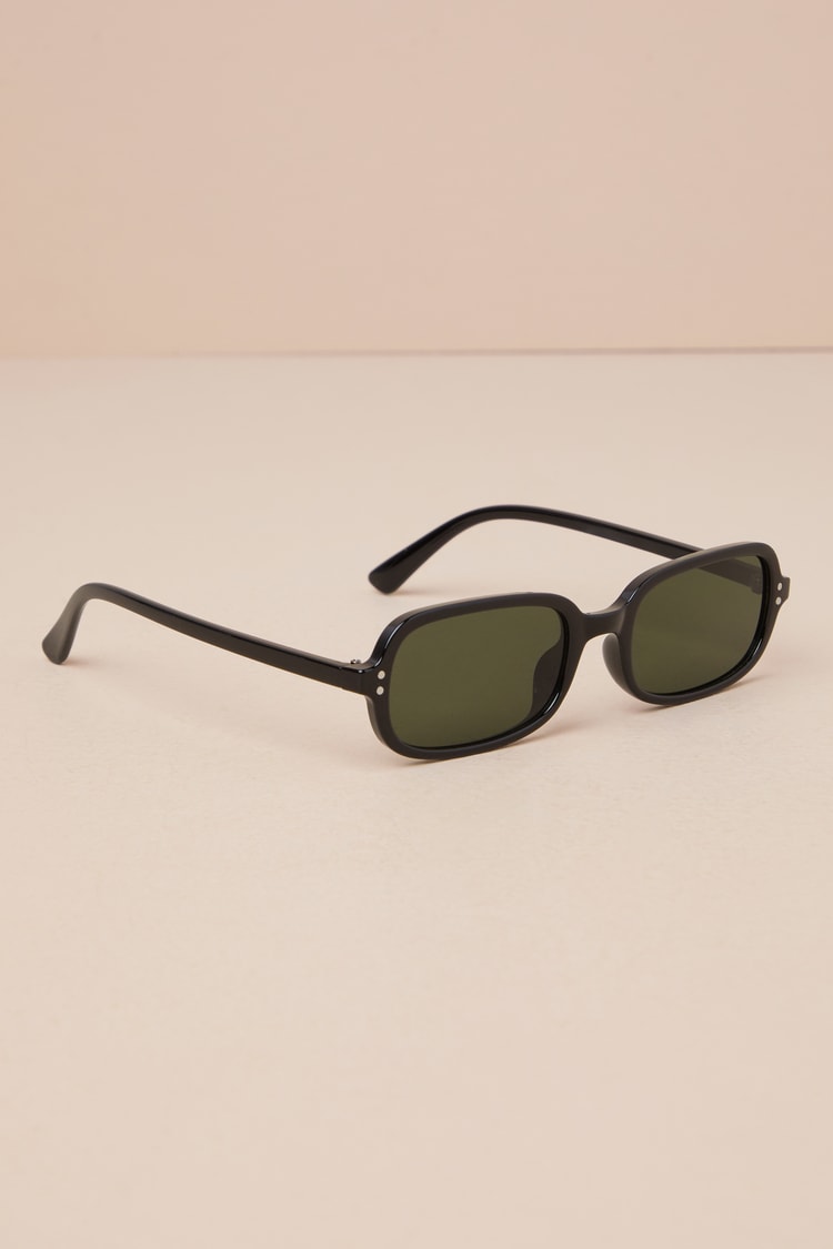 Black Sunglasses - Rectangular Sunglasses - Small Sunglasses  display picture 1