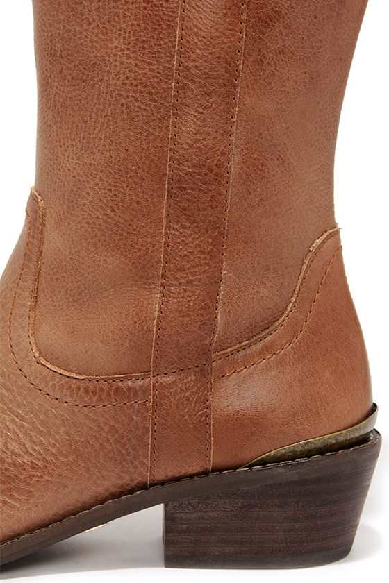 Cute Tan Boots Leather Boots Riding Boots Knee High Boots 141.00
