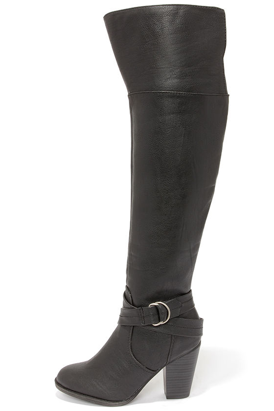 asos design kellie chunky over the knee boots in black