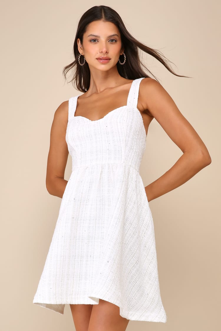 slim fit dress slacks Veronica Beard Tamara Tweed Mini Dress | Ecru Multi