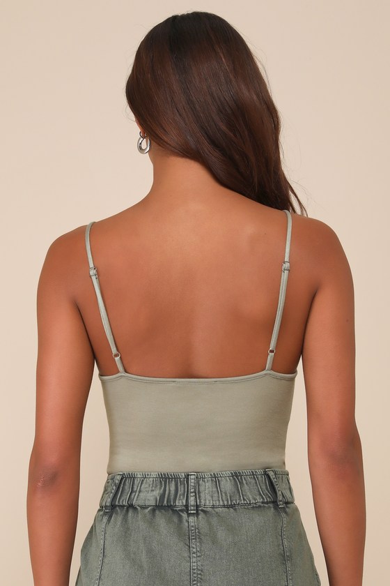 Sage Green Ribbed One-Piece Bodysuit main image 1