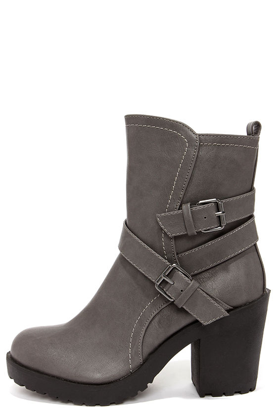 Cool Grey Boots - Ankle Boots - Mid Calf Boots - Buckle Boots - $37.00 ...