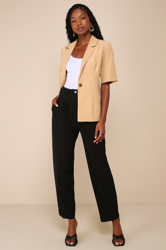Lulus Sophisticated Company Black Straight Trouser Pants