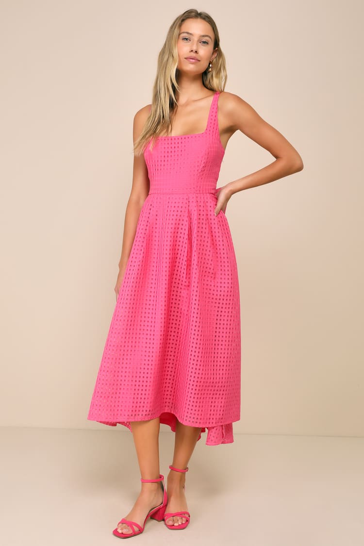 knee length dresses for ladies Jessie Pink Midi Dress - US 2