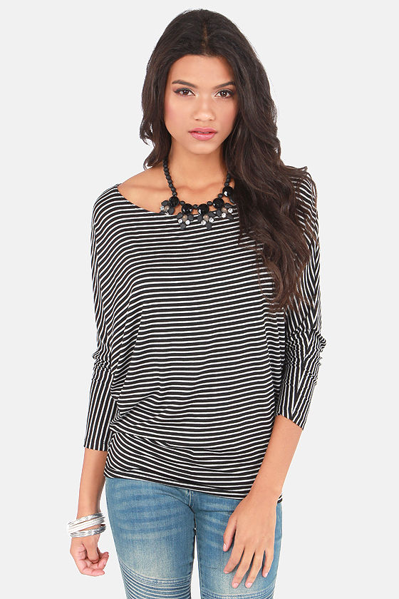 Cute Black Top - Striped Top - Long Sleeve Top - $30.00 - Lulus