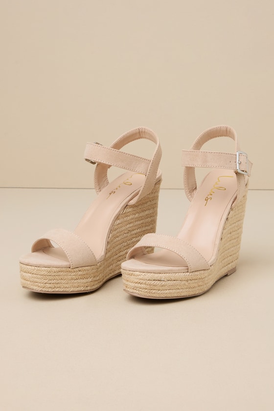 Beachy Dreams Natural Suede Espadrille Wedges 6