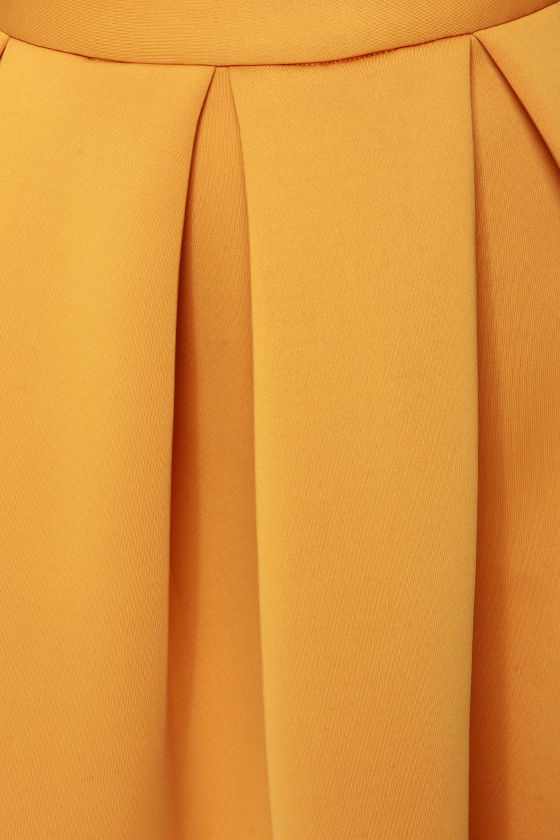 yellow fit and flare skirt