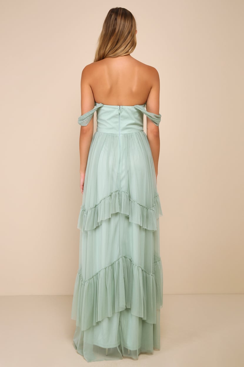 green emerald velvet dress Petal and Pup Women's Nadia One Shoulder Maxi Dress - Sage