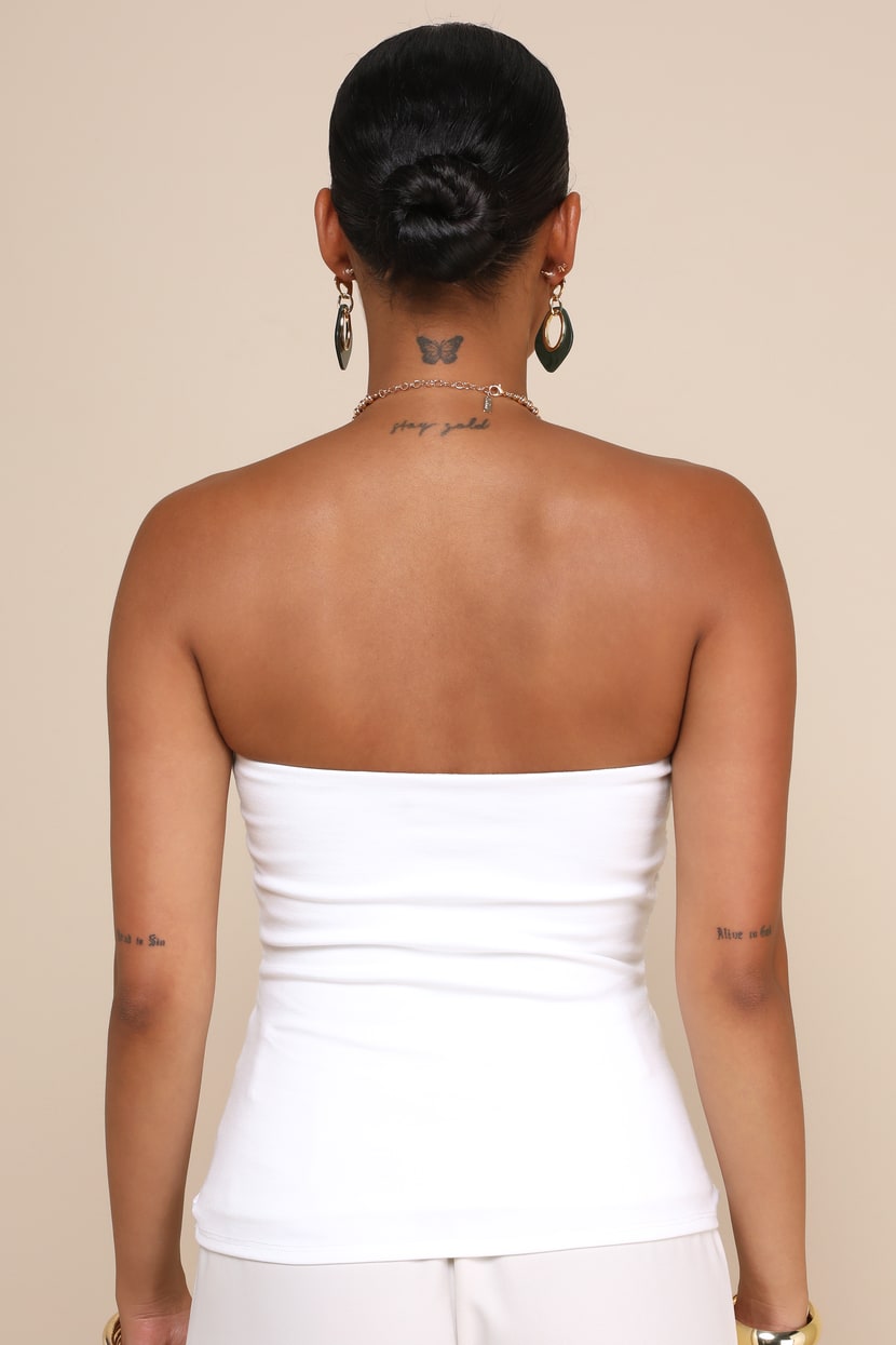 Immense Perfection Ivory Ruched Strapless Top