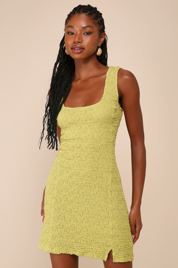 Green Crinkle Dress - Bodycon Taupe Dress - Sleeveless Dress - Lulus