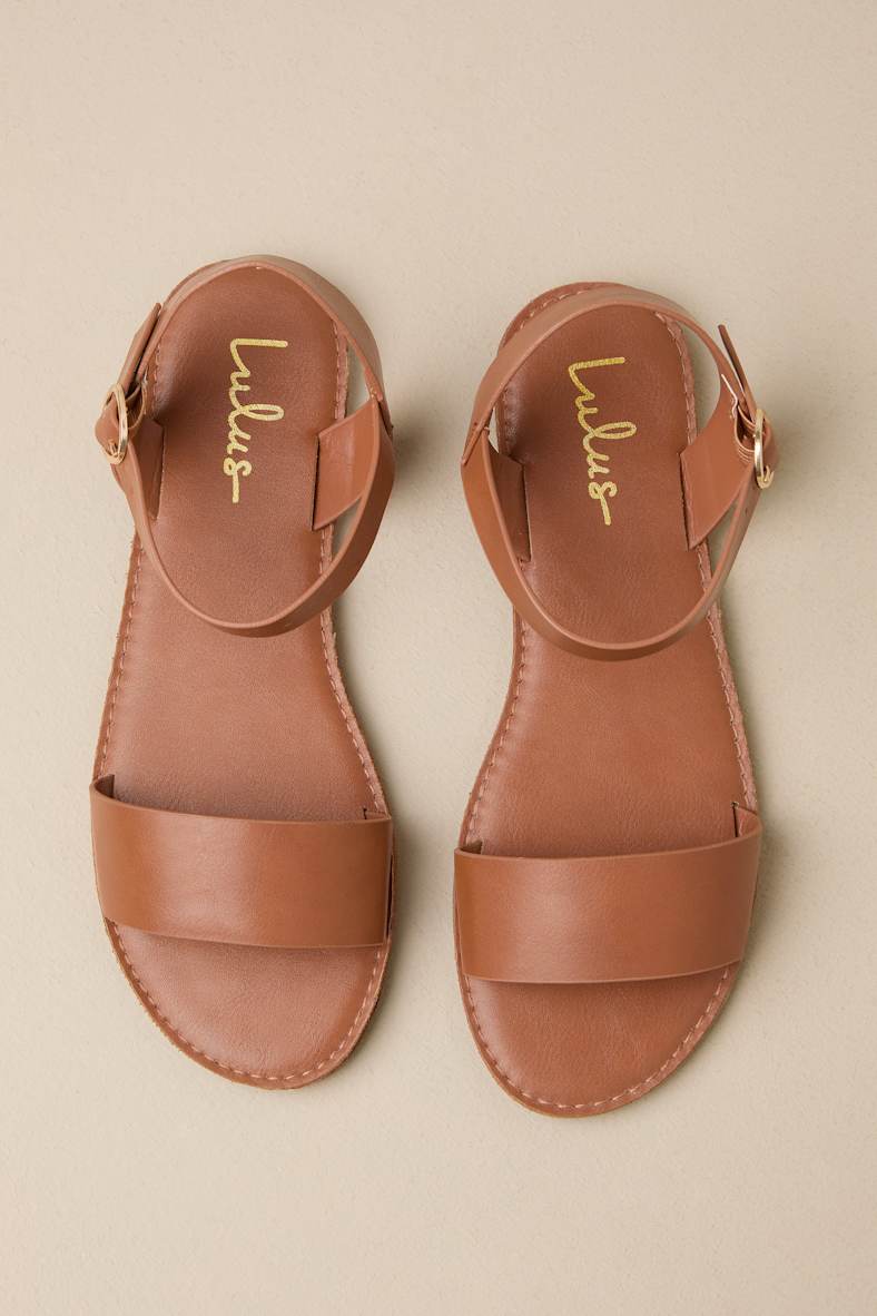 Hearts and Hashtags Tan Flat Sandals